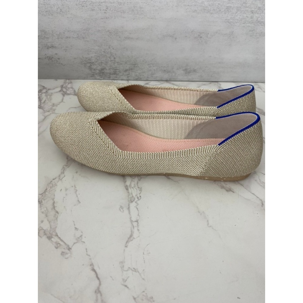 Rothys Flats Ballerina Sz 7.5 Metallic Gold Knit Balletcore Round Toe Everyday - Picture 4 of 10
